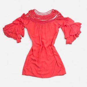 Altar’d State Pink Ruffle Sleeve Dress